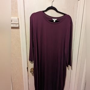 Time & Tru eggplant, size 16/18, stretchy knit dress NWT